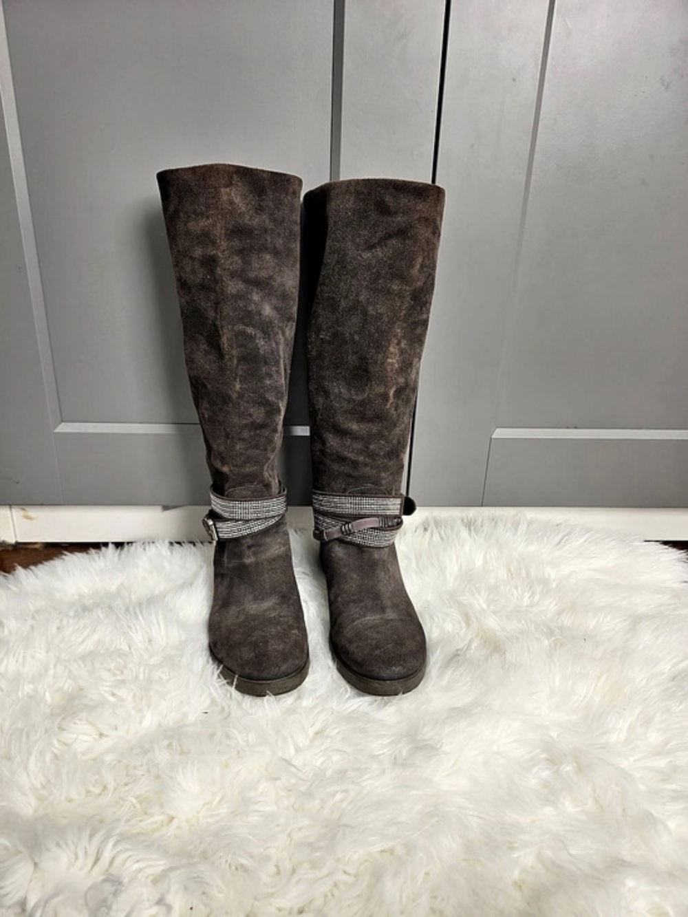 Gianluca Tambolini flat heeled suede boots Brown Suede Over-the-Knee Boots US38